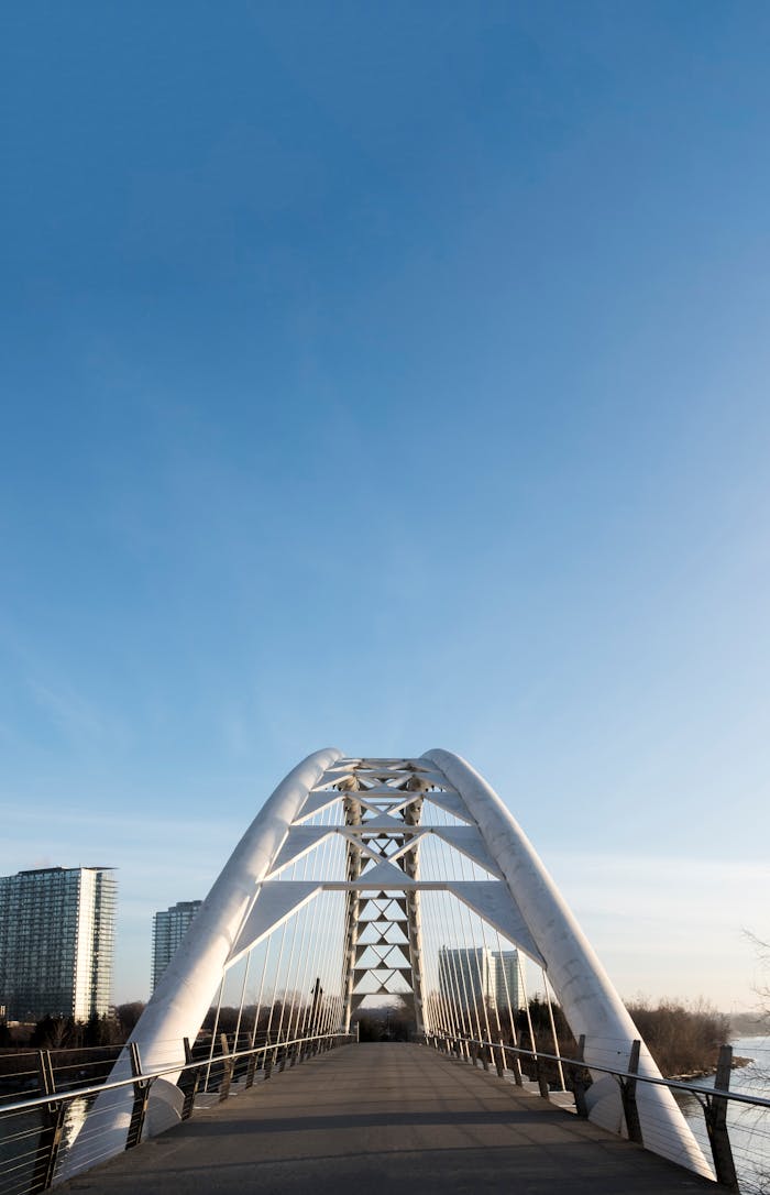 hero-homepage View of the Humber Bay Arch Bridge with clear blue skies in Toronto.